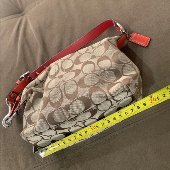 Small Brown with Red Orange Leather Lining Coach Signature Tote Bag EUC - Picture 6 of 6